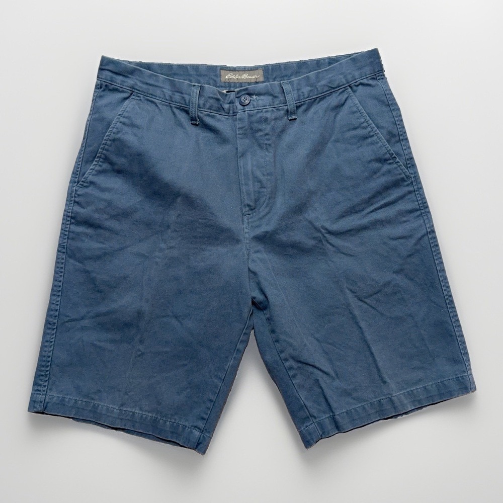 Eddie Bauer Mens Classic Fit Chino Shorts Blue 34 Hiking Casual Gorpcore Preppy